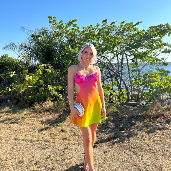 Retrofete Pink and Orange Gradient Mini Dress - Picture 8 of 16